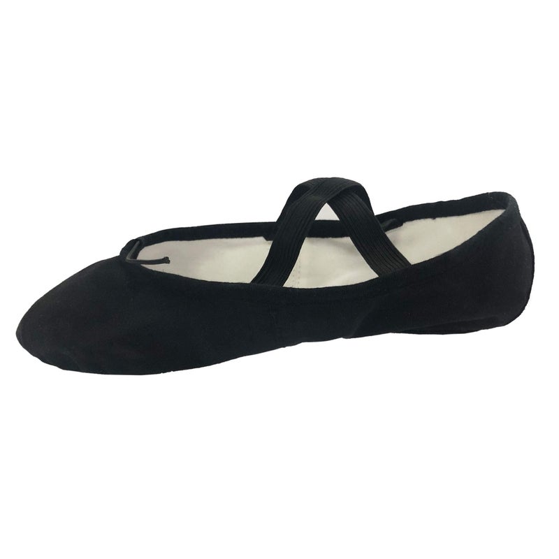 Danzcue Adult Canvas/Leather Ballet Shoes Split Sole Ballet Slippers for Women Dance Shoes, Black, 8M - Image 1